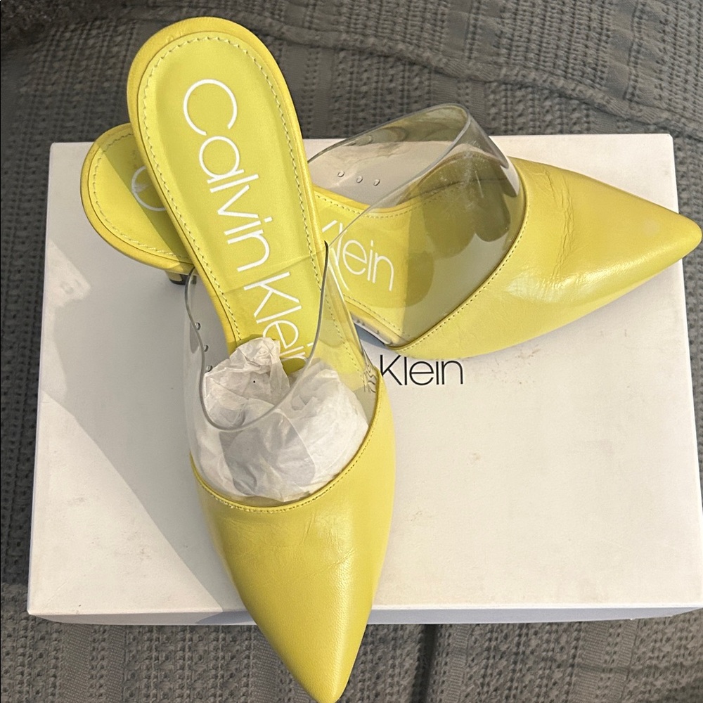 Calvin Klein Women's Bright Yellow Pointed Mules